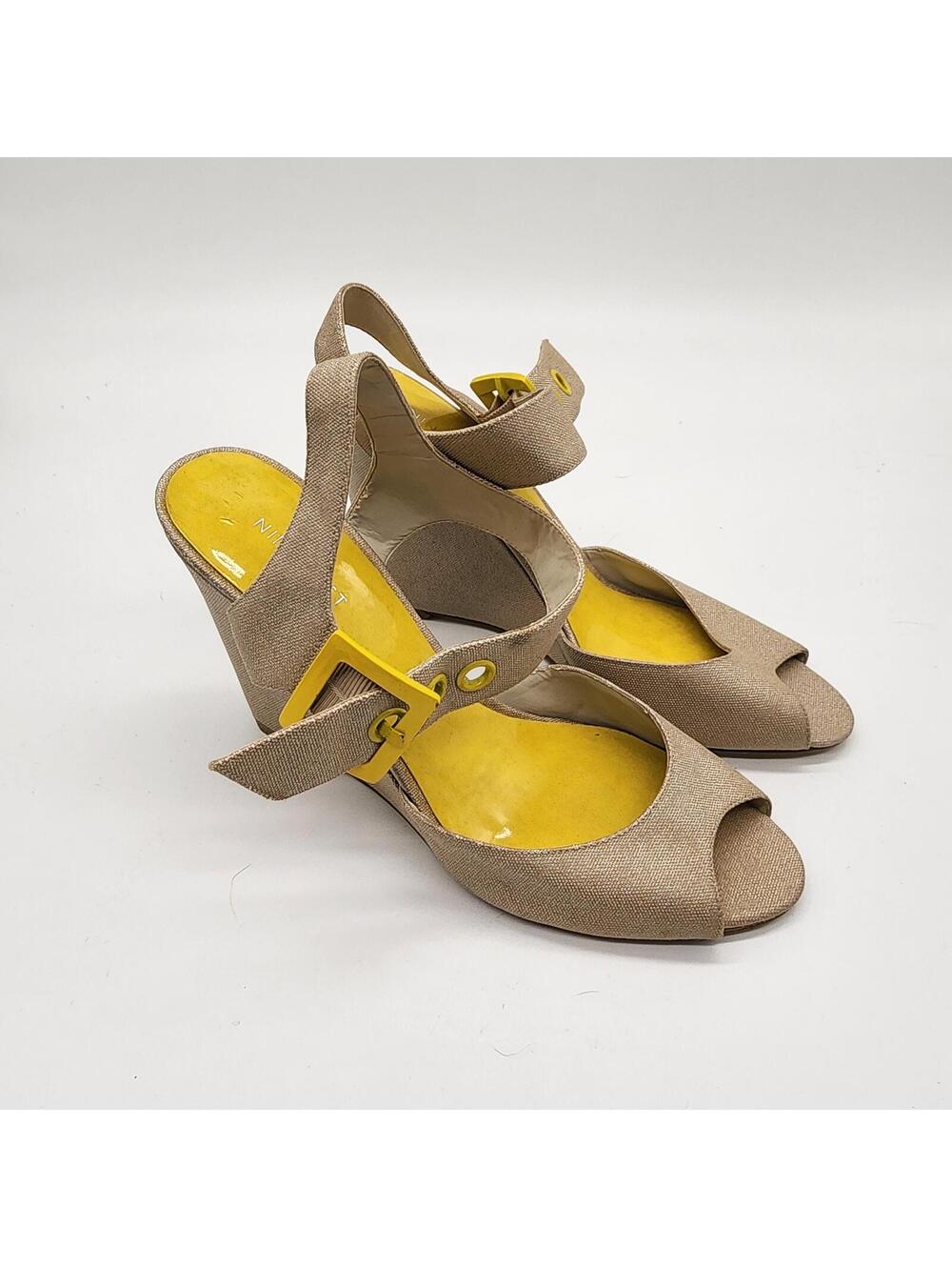 Nine West Beige Peep Toe Slingback Wedge Heels Size 10 – Never Worn - Picture 8 of 8